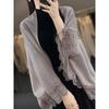 Women Knitted Cardigan Lace Batwing Sleeve Cape Shawl Solid Color Loose Mid-Length Open Front Coat