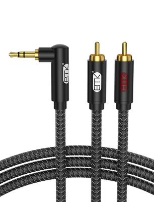 RCA Conversion Cable EMK 90 Degree Mm To 2RCA Stereo Mini Plug Conversion Cable RCA Stereo Audio Cable Compatible with Home HDTV Black 3.5mm 3.5