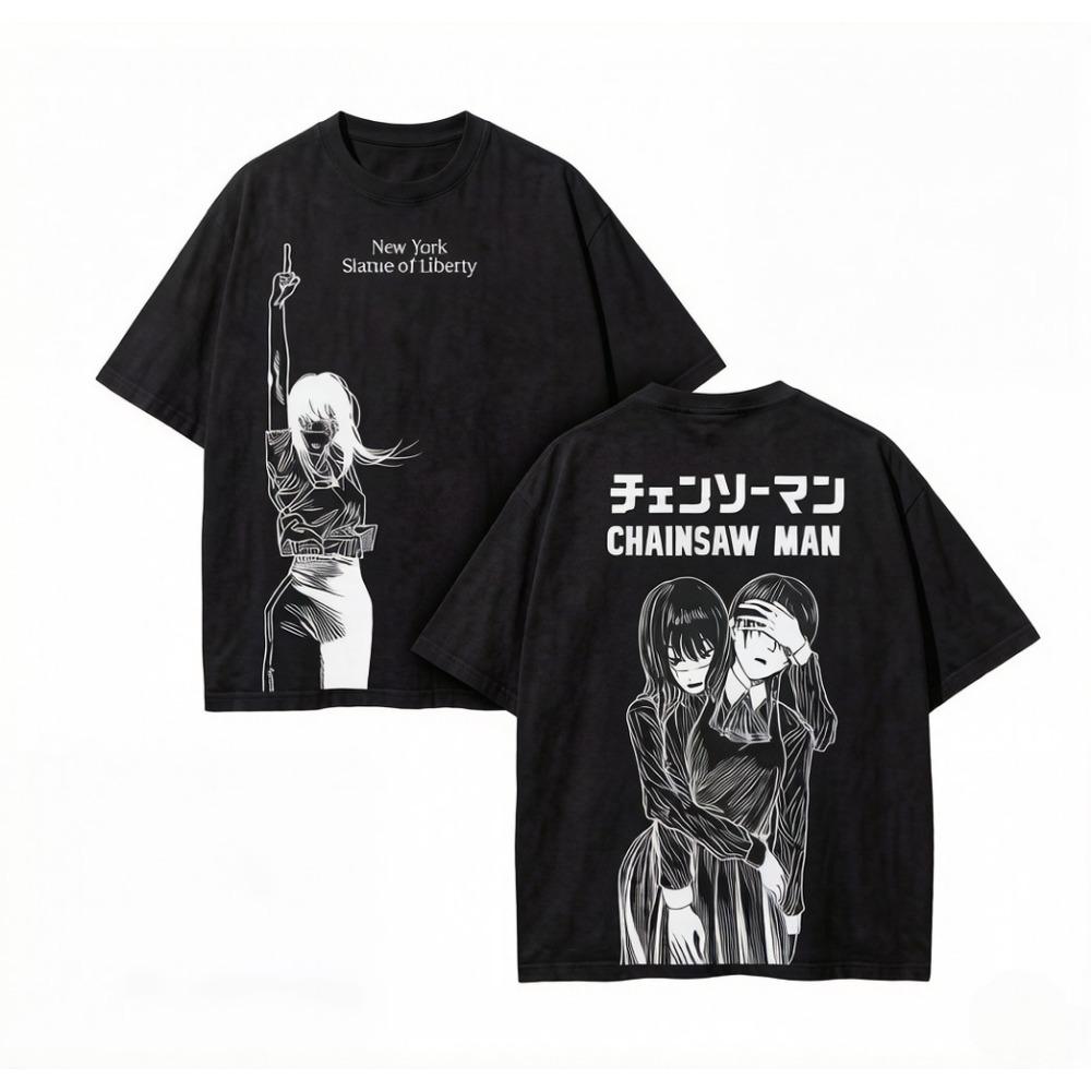 benber винтажная футболка Mitaka Asa Chainsaw Man Manga Винтажная футболка мужская с коротким рукавом хлопковая мягкая футболки s S