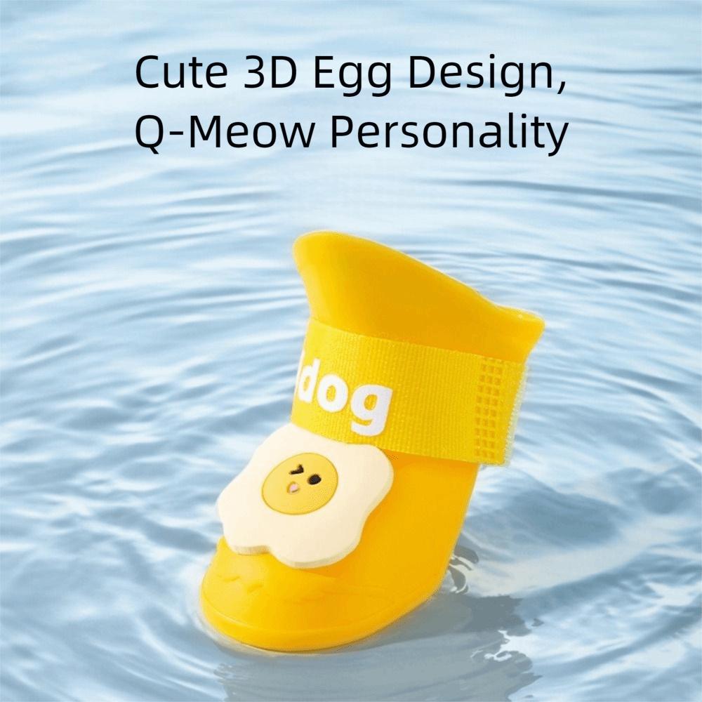 4Pcs/Set Waterproof Puppy Shoes Anti Slip Sole Pet Paw Protector Pet Rain Boot Rainy Weather