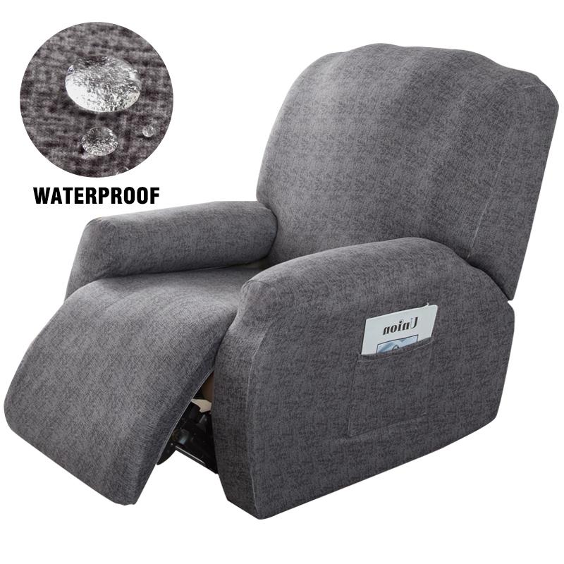 Water-Resistant Recliner Cover With Pockets Single Reclining Slipcover 4-Pieces Recliner Sofa Chair Cover Furniture Protector