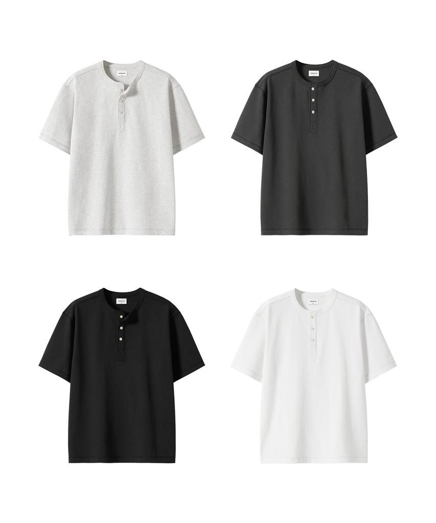 BRENSON Rigid Henley Neck Short Sleeve Tee ( 4 Colors )