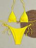A12 Women's European & American Three-Piece Solid Color Bikini
