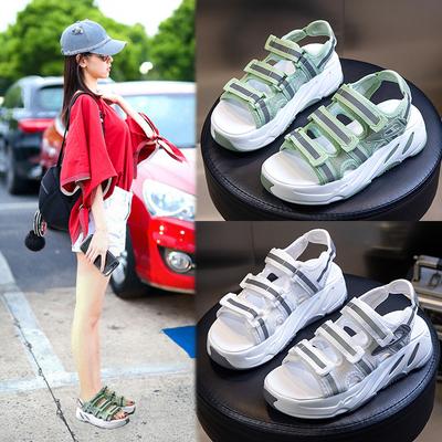 Atmungsaktive Sandalen 2026 Koreanische Version Klettverschluss flache Schuhe Kinder Dicksohlige Aufstockung Damenschuhe