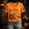 Women's Halloween V-Neck Short Sleeve T-Shirt Casual Printed Tee Top