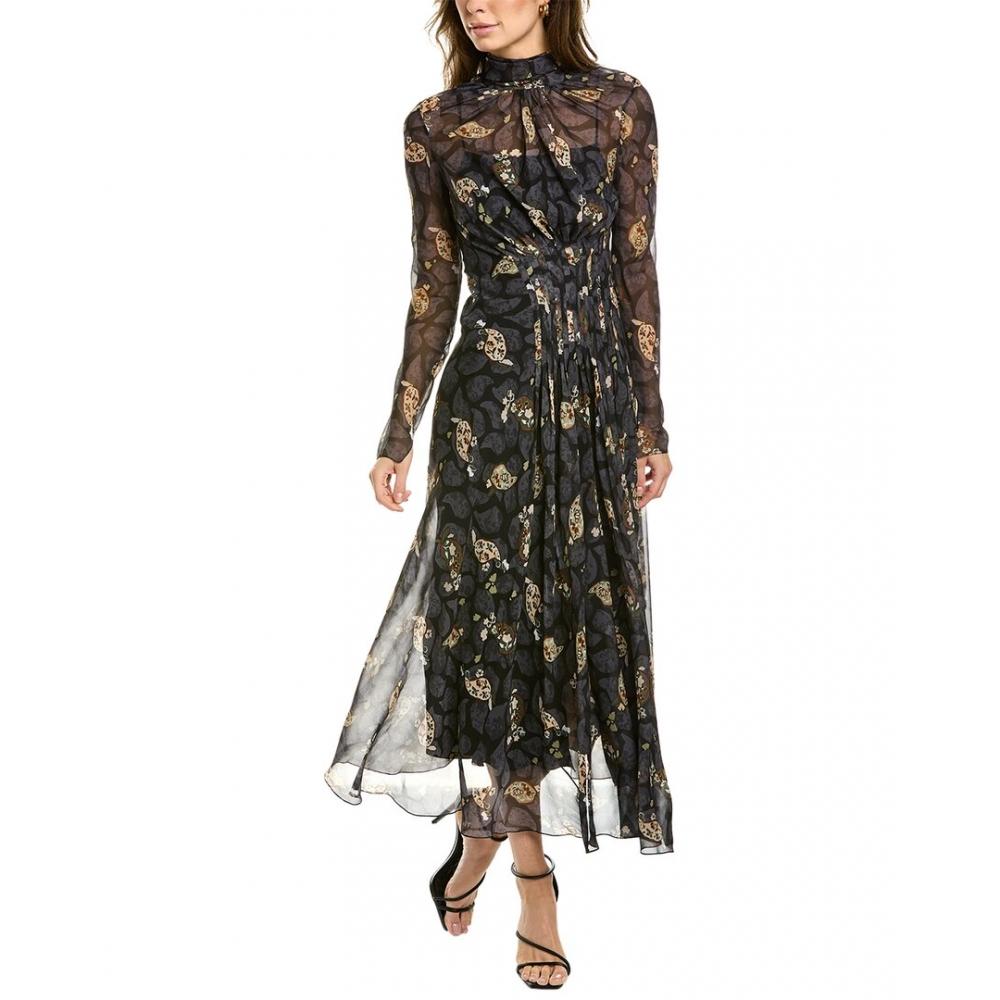 

Salvatore Ferragamo Womens Ferragamo Silk Midi Dress 36 Black EU 36 (S)