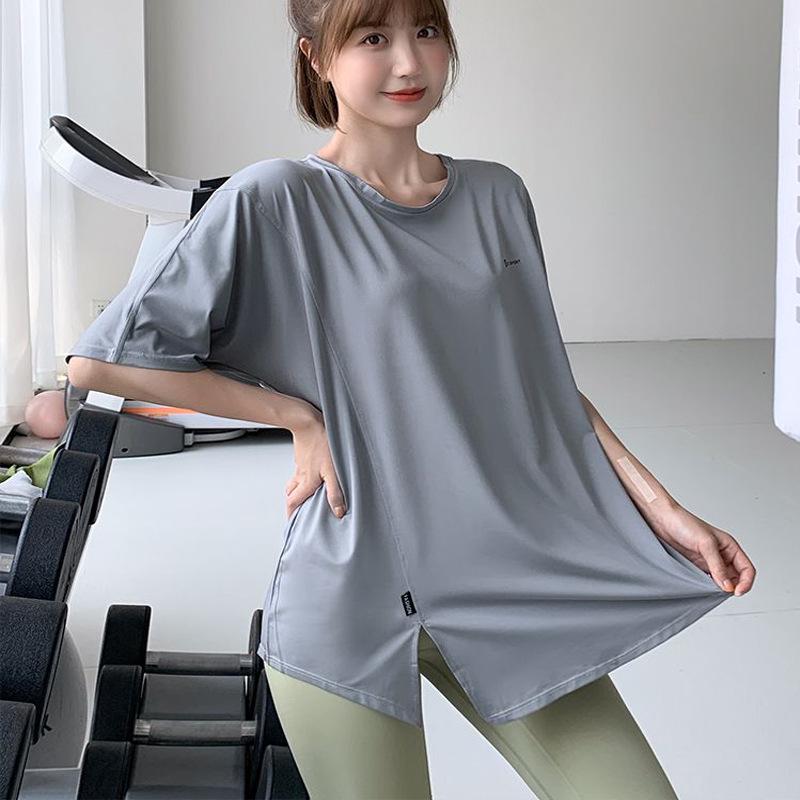 Plus Size Quick-Dry Fitness Top - Round Neck, Hip-Hiding, Slimming Outerwear for Yoga & Running