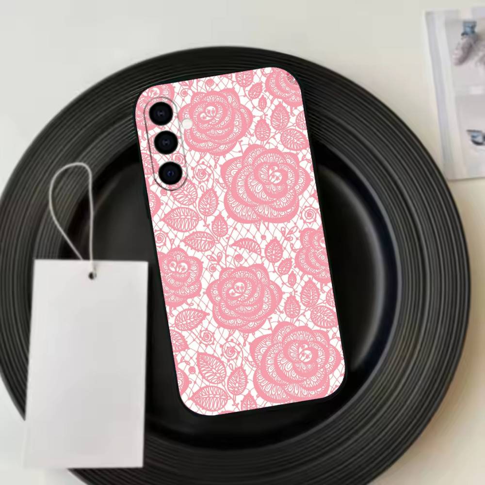 Sexy Lace P-Print Phone Case Black Silicone Soft For Samsung Galaxy A73,A72,A71,A70,A53,A52,A51