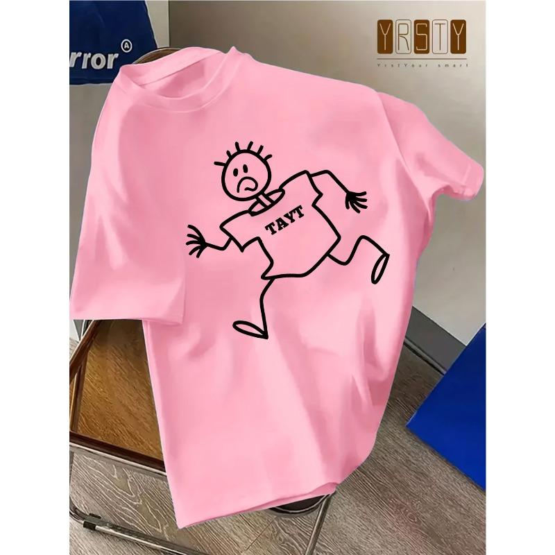 European sizes Creative Hand-Drawn T-Shirts for And , Loose-Fitting Short Sleeves with Trendy Cartoon Designs, Perfect for Casual Wear