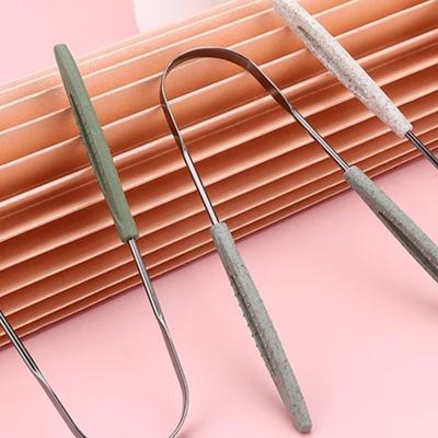 3 Colors Stainless Steel Tongue Scraper U-Shaped Metal Fresh Breath Cleaning Coated Tongue Toothbrush Oral Hygiene Care Tools