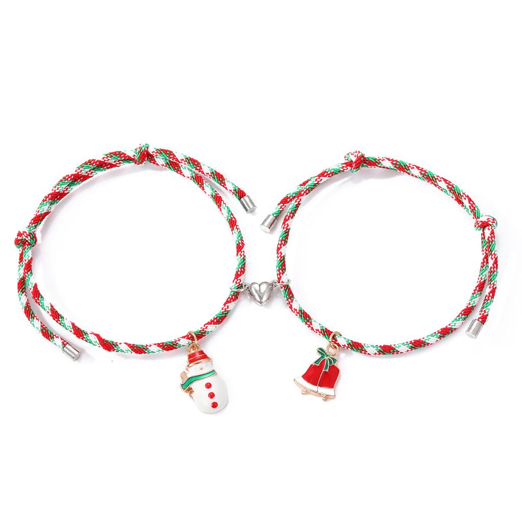 Nouveau Simple hiver mode fille Bracelet bonhomme de neige beignet pendentif Bracelet cloche de noël deux pièces père noël Couple costume élégant Bracelet