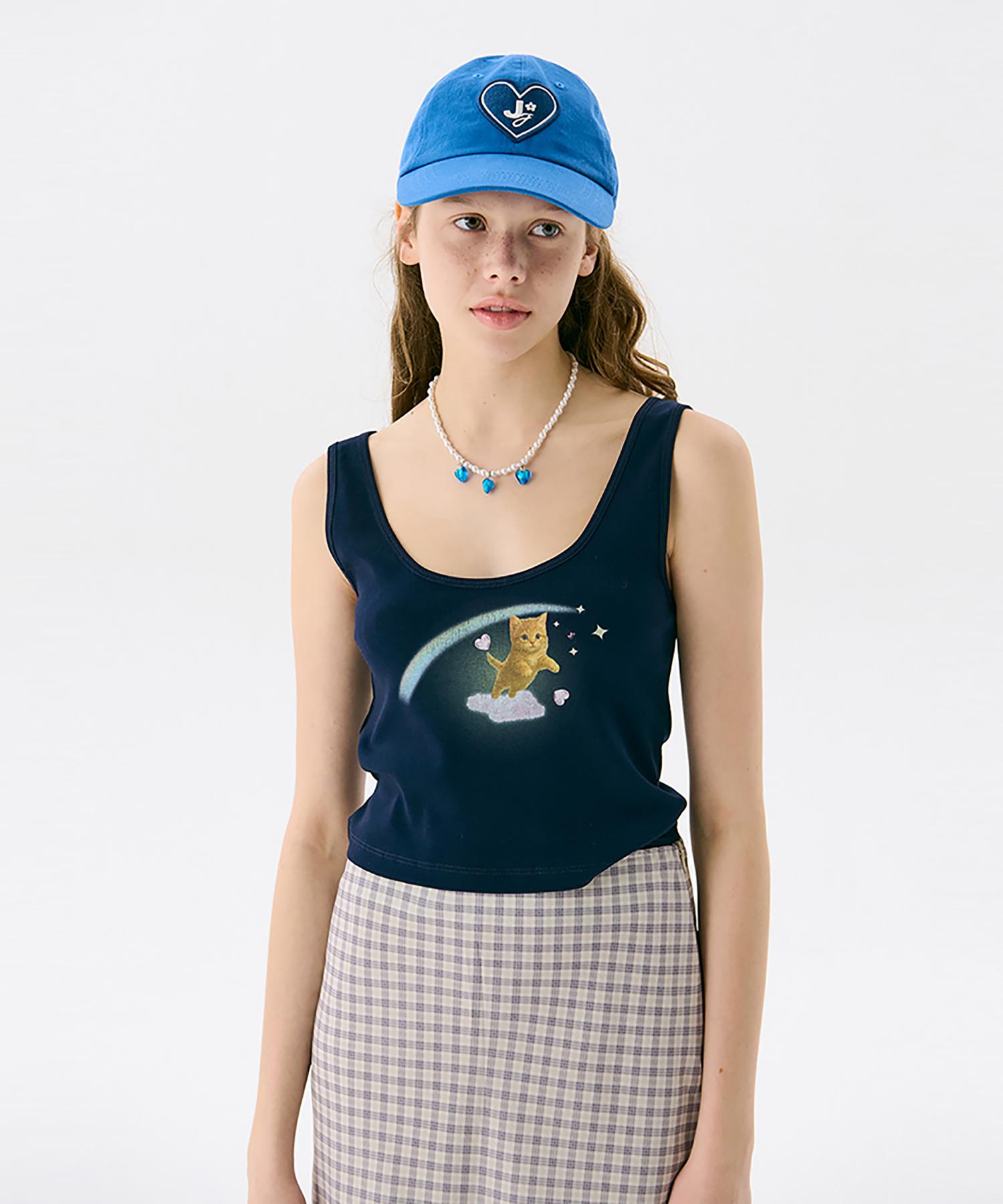 Jun Jun Space Cat Printed Sleeveless T_Navy M