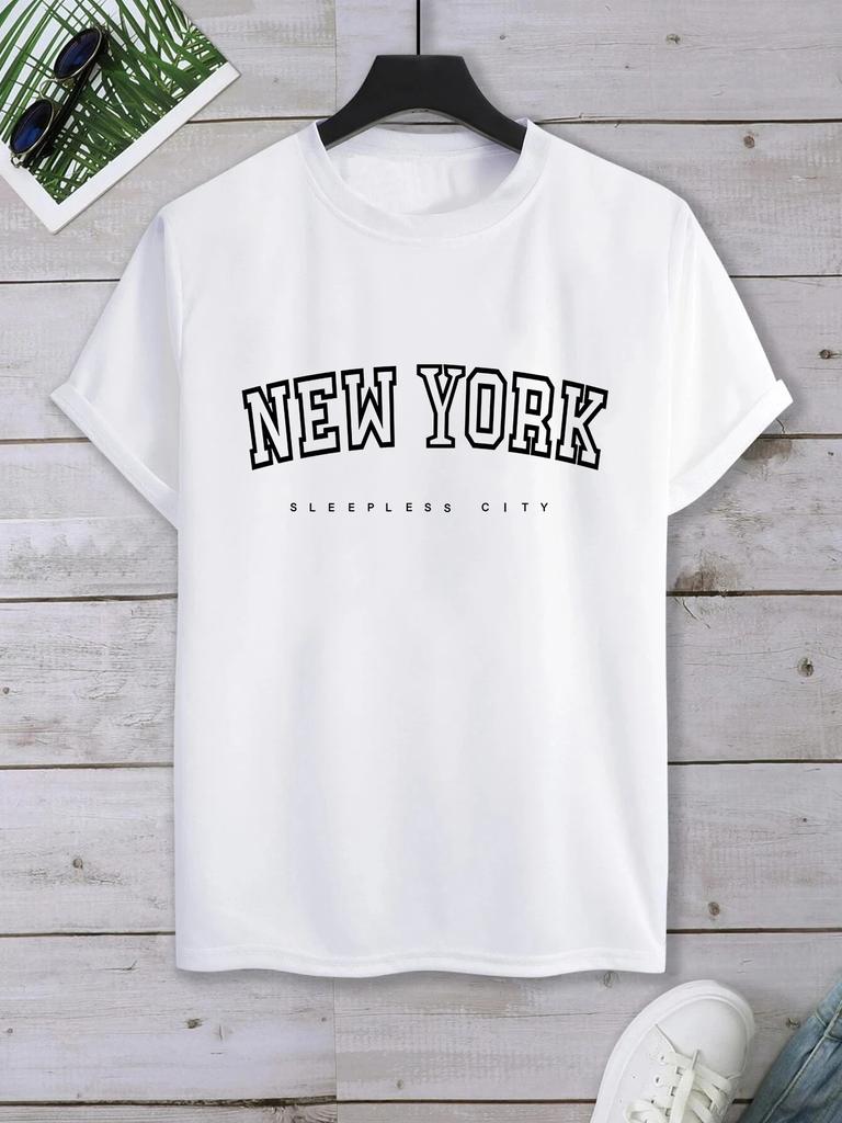 Unisexové tričko s grafikou New Yorku, volné, ležérní, s krátkým rukávem, párové tričko 2024 Nové Unisex