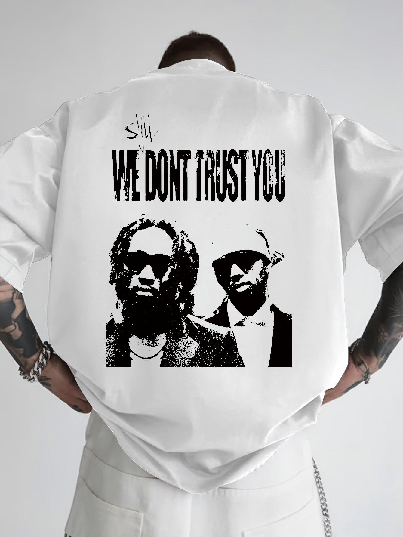 A crew neck shortsleeved mens Tshirt with a rappers print on the back Pure cotton allseason couple   vintage t shirt S
