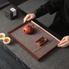 WQ Wooden Serving Tray with Faux Rattan Mat