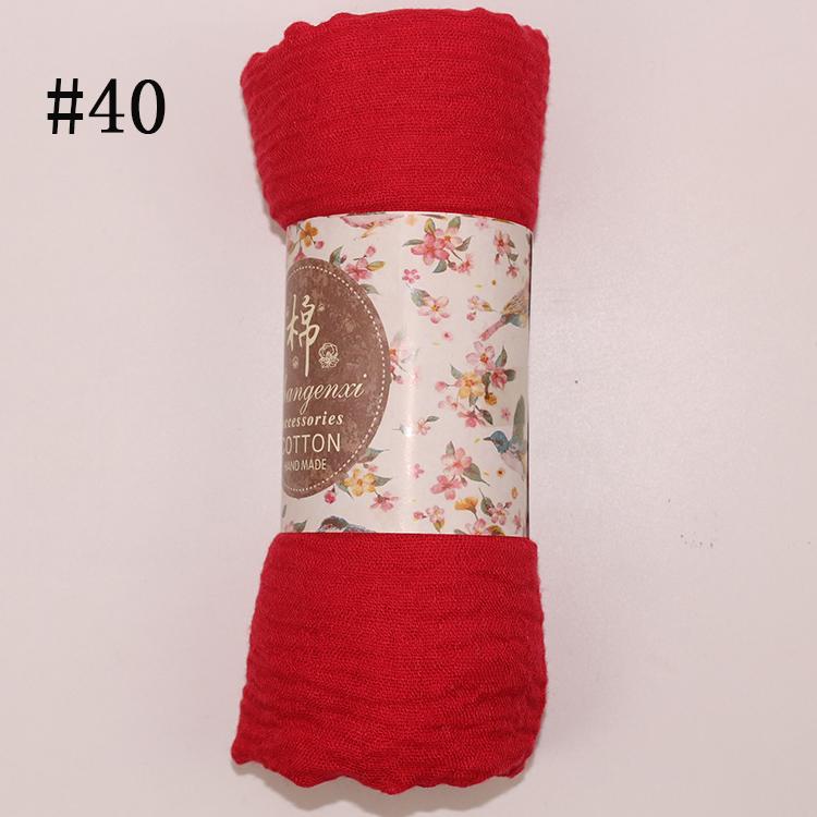 Muslim Women Solid Color Scarf Shawl Cotton Crinkle Hijab