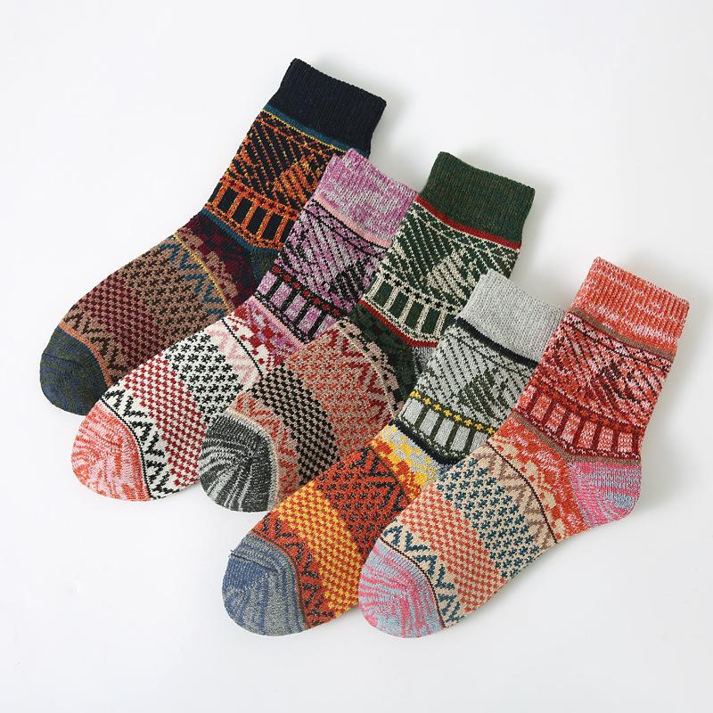 5/10 Pairs Comfortable Casual Autumn Winter Thickened Warm Rabbit Wool Socks Fashionable Versatile Short Vertical Stripe Towel Socks for Women