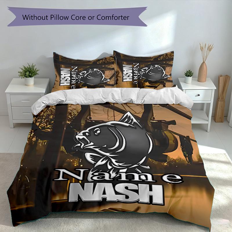 3pcs Custom Name Nash logo Set,Includes 1 Duvet Cover and 2 Pillowcases,All-season Bedroom Decor