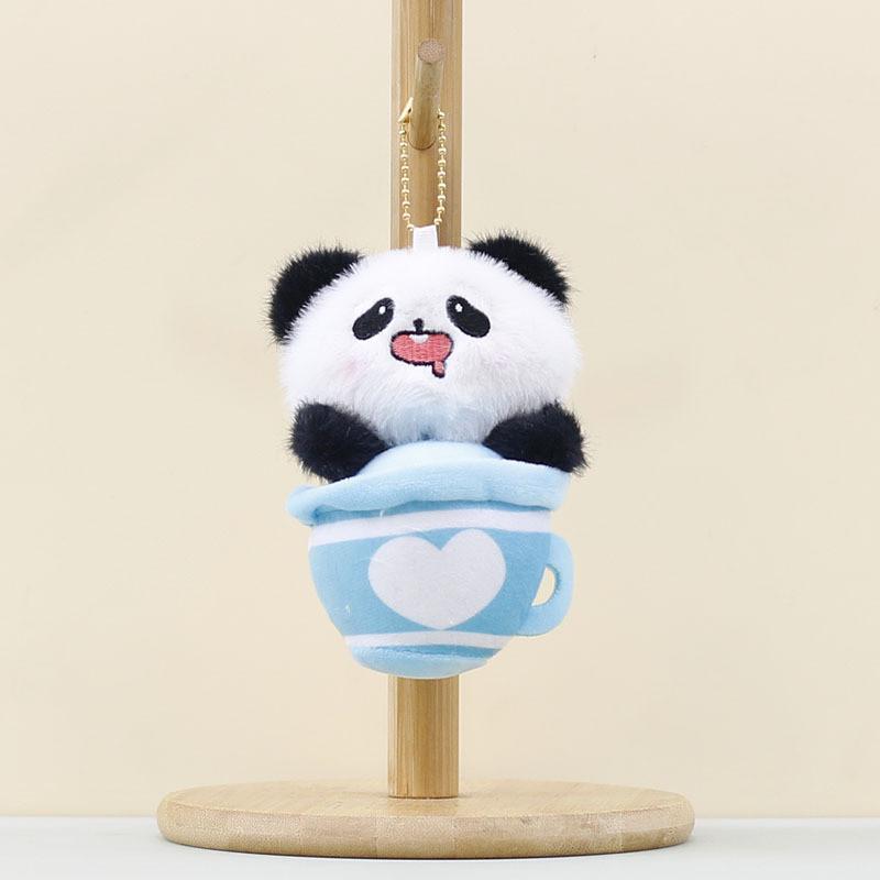 Shaped Animal Plush Keychain Soft Teacup Design Durable Stuffed Toy Gift For