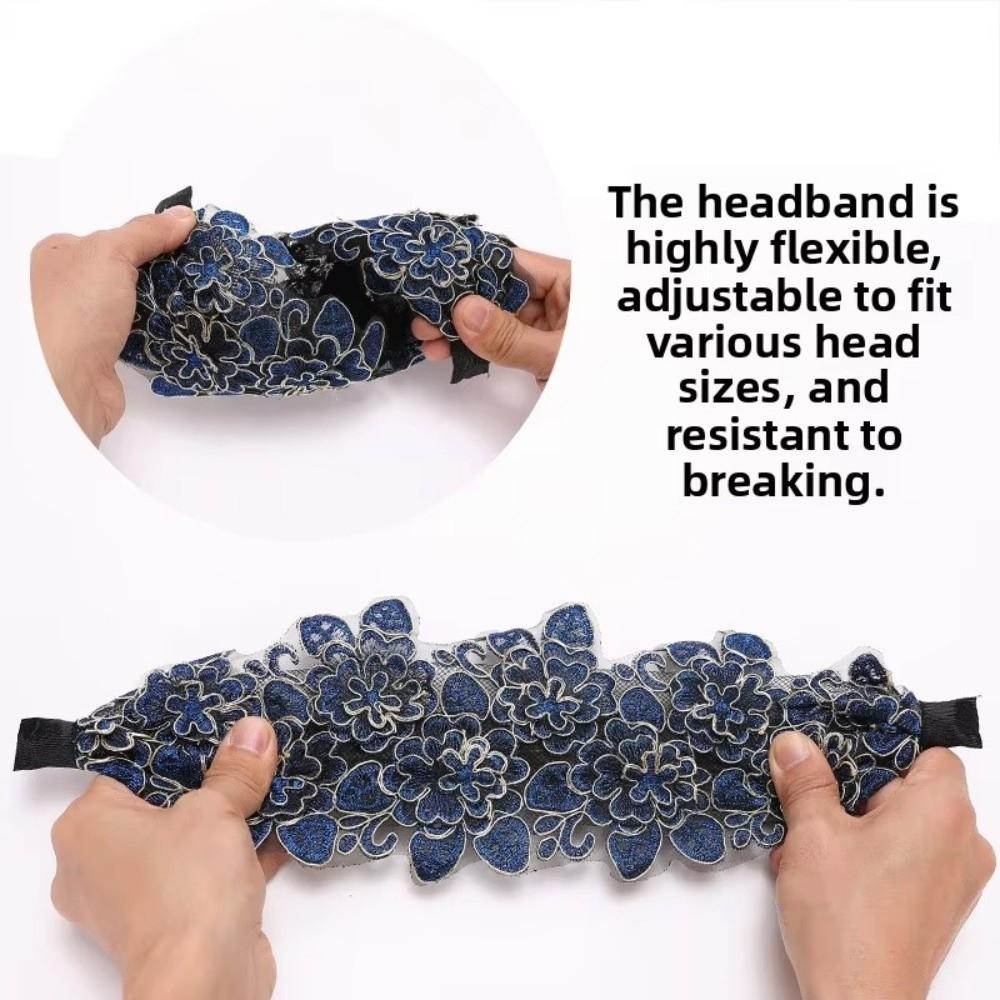 Floral Pattern Lace Headband Wide Headband Lace Mesh Hair Band New Hair Hoop Daily Wear