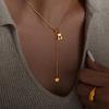 Hollow Bear Pendant Adjustable Necklace For Women 316L Stainless Steel Gold Plated Waterproof Women's Necklaces Girls Neck Chain