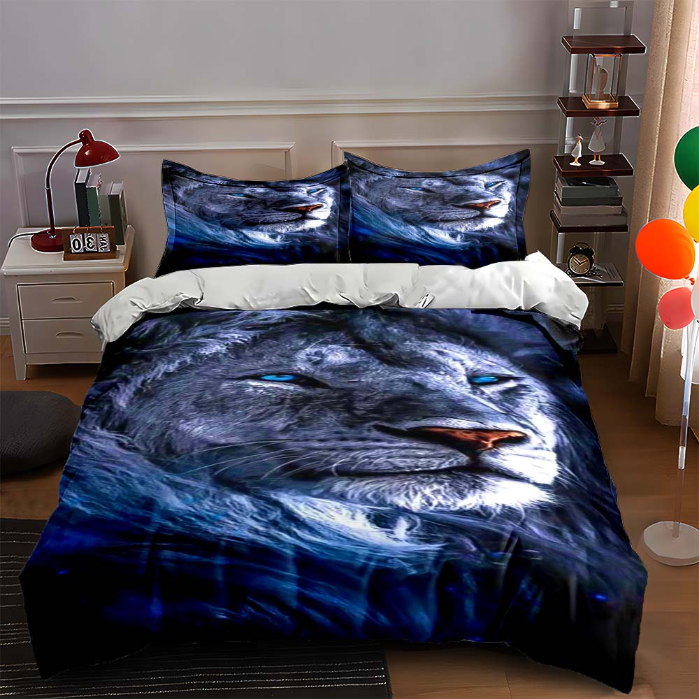 

Majestic lion portrait Bedding Duvet cover sets Duvet covers Pillowcases gifts (1 * Duvet Cover 2 * Pillowcases, without duvet insert) 135x200cm
