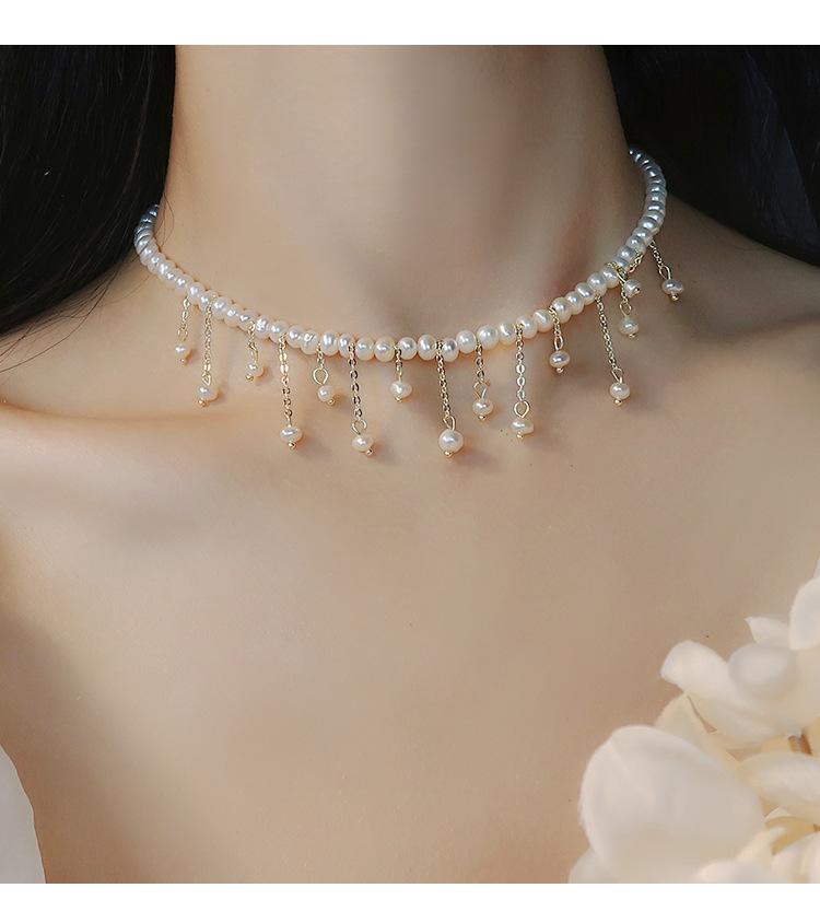 Винтажное натуральное жемчужное ожерелье с бахромой нишевой дизайн подвеска темперамент барокко цепочка на ключицы цепочка на шею
