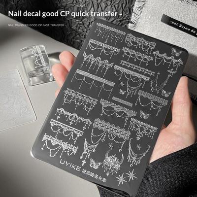 Plăci de ștanțare pentru unghii cu lanț și ciucuri 1 foaie 14,5x9,5cm Model clar Instrument de imprimare pentru manichiură pentru saloane de unghii profesionale