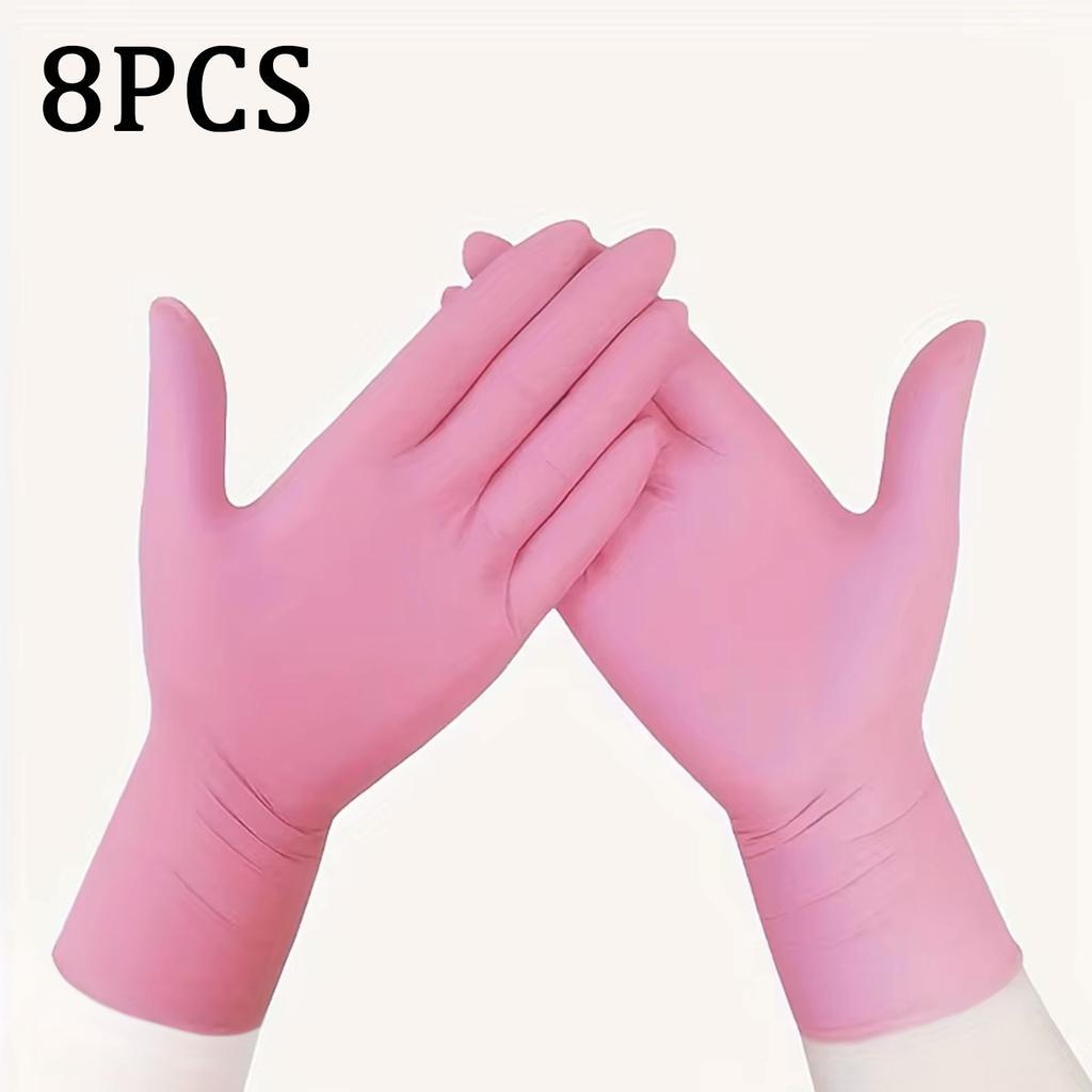 100PCS Pink Nitrile Disposable Gloves Powder & Latex Free Gloves for Kitchen Cooking Household Beauty Petcare Hair Dye Gloves