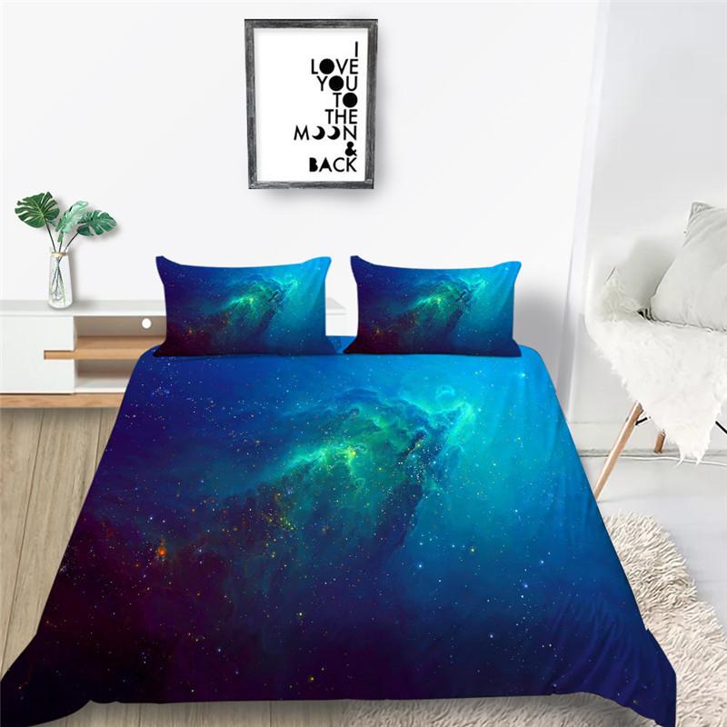 3D Galaxy King Queen Povlak na přikrývku Hvězdná obloha Ložní souprava Vesmír Povlak na přikrývku Vnější prostor Měkký 2/3ks Povlak na peřinu Tmavě modrá
