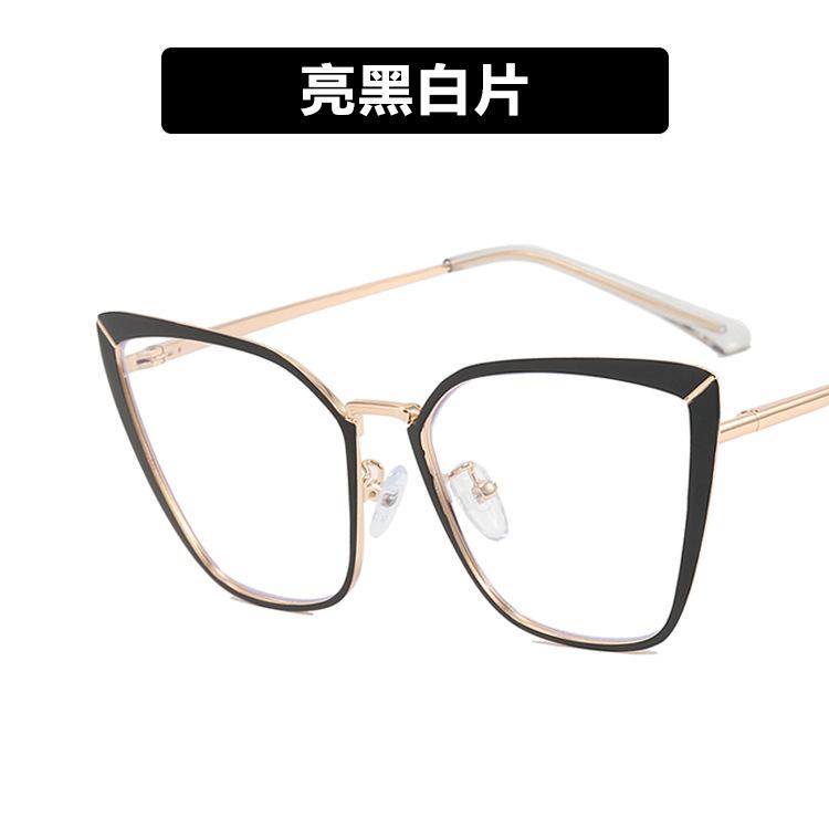 European and American metal cat eye glasses frame new flat mirror plain anti-blue light can be matched with myopia glasses frame