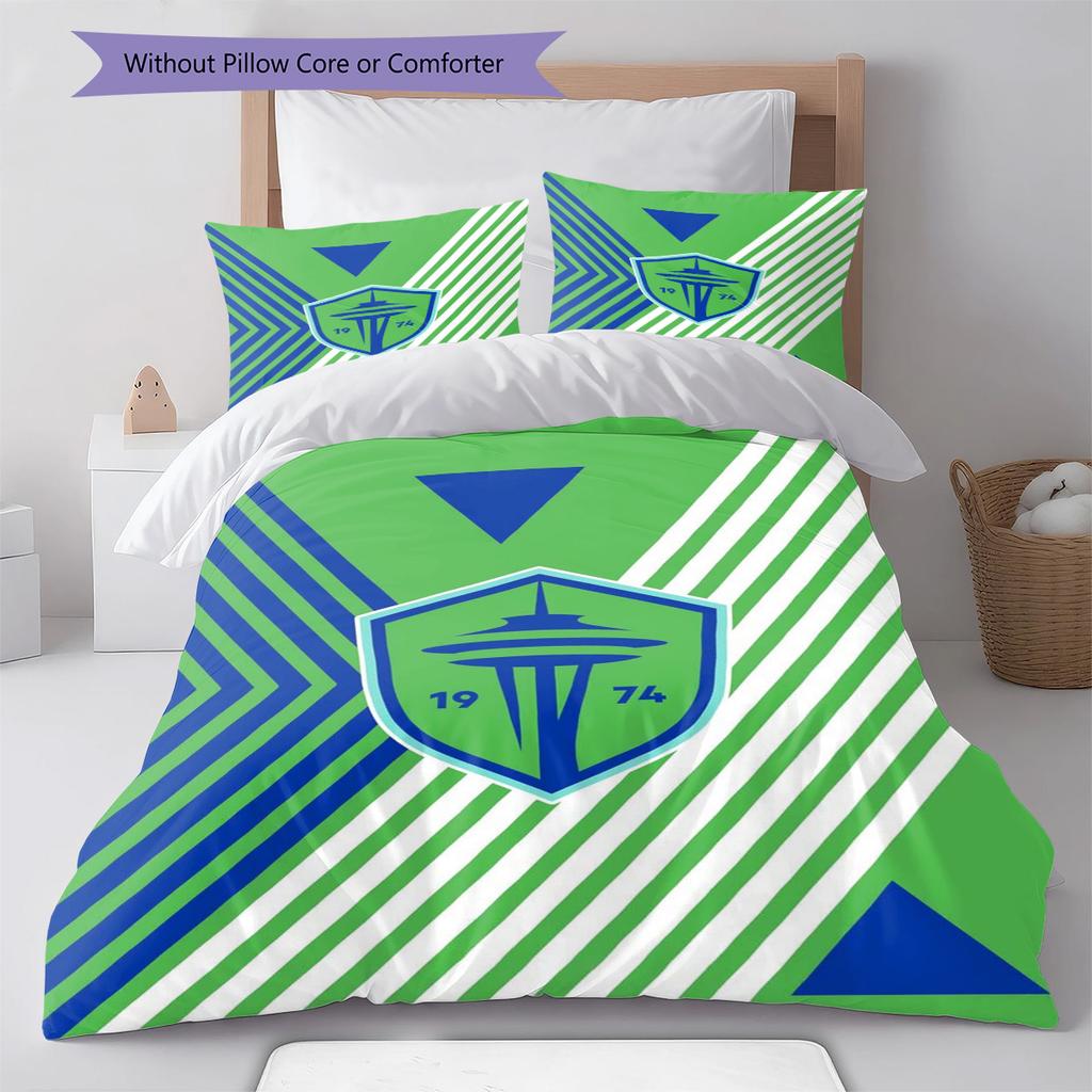 The Seattle Sounders FC Pattern Bedding Set Quilt Cover Pillowcase Home Decor Gift (1 * duvet cover + 2 * pillowcase, without core)