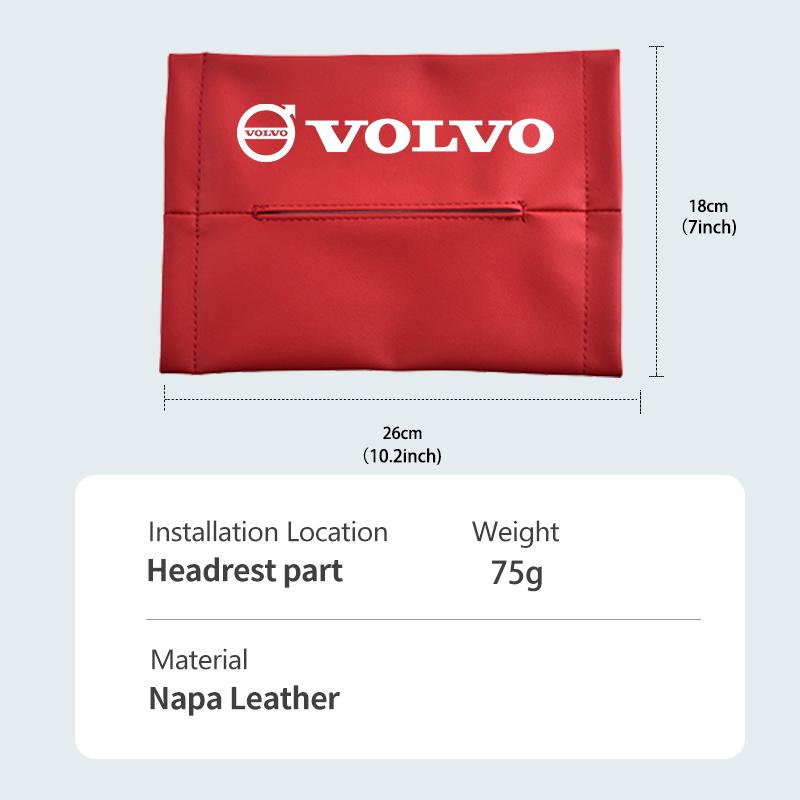 For Volvo Leather Car Tissue Box Hanging Headrest Handbag Paper Towel Box XC60 XC90 S60 S80 V60 C70 S40 C30 V90 V60 C40 XC40 V70 JL9
