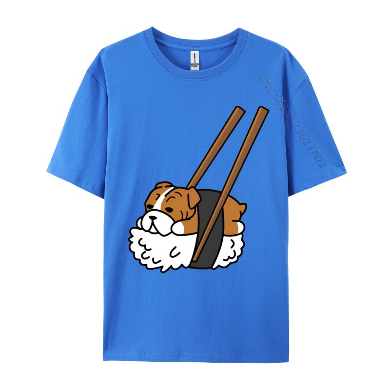 Funny Sushi English Bulldog Tshirt Vintage Tshirt Oversized Cool Tops Tees Cotton T Shirt for Students Crazy