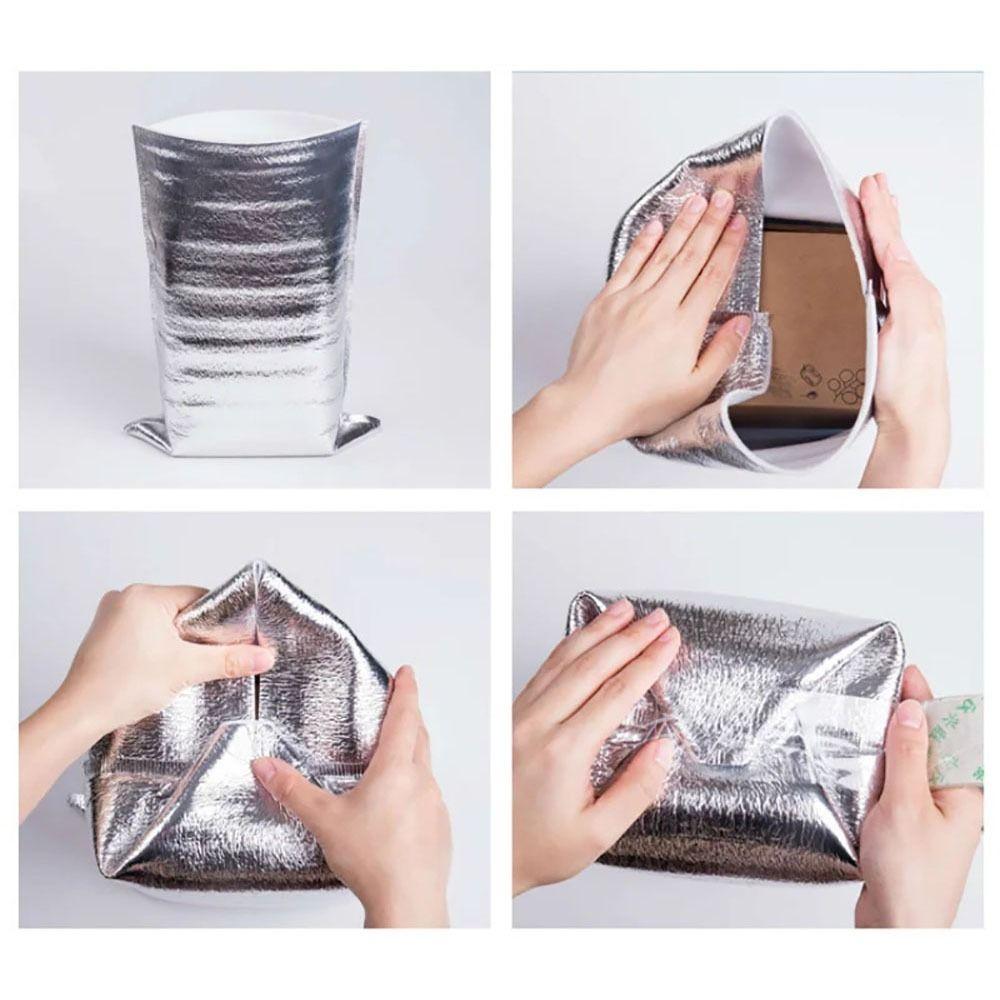 50Pcs/Pack Ice Cooler Bag  Warm Aluminum Foil Bag Food Thermal Drink Storage Insulation Bag Delivery Carrier Packing Cooler Bag