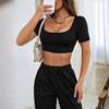 Women's Short-sleeved Athleisure T-shirt Solid Color Top