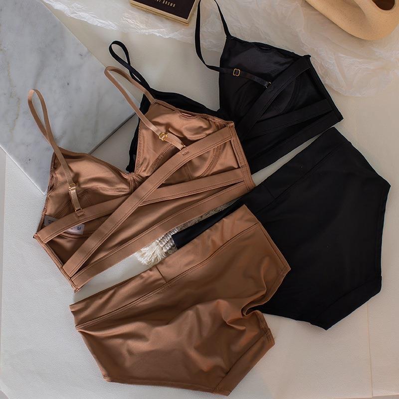 Sexy Back Underwear French Thin Comfortable No Steel Ring Bra Large Chest Small Vest Large Size Bra