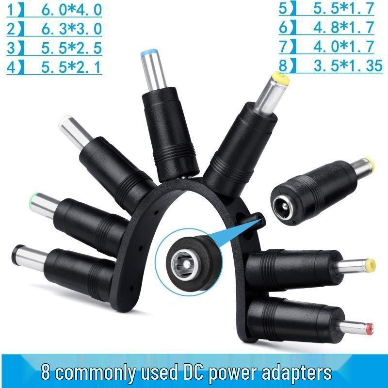 8-Piece DC Converter Set for Laptops - 5.5x2.1mm Plug Adapter