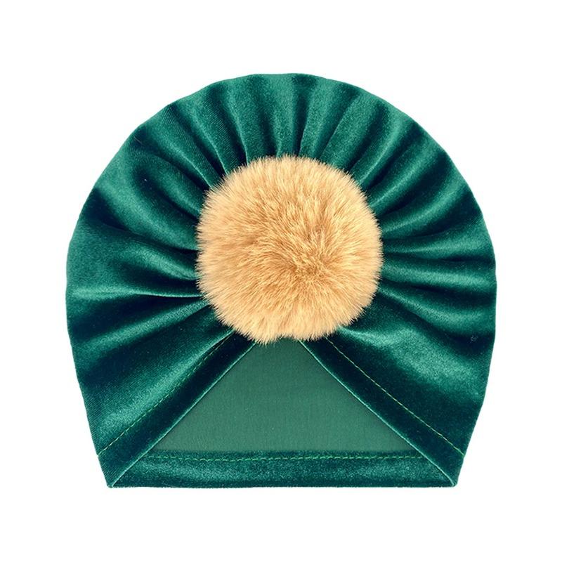Winter Golden Velvet Hairball Cap Autumn Popular Infant Warm Hat Babyhat Dome Baby
