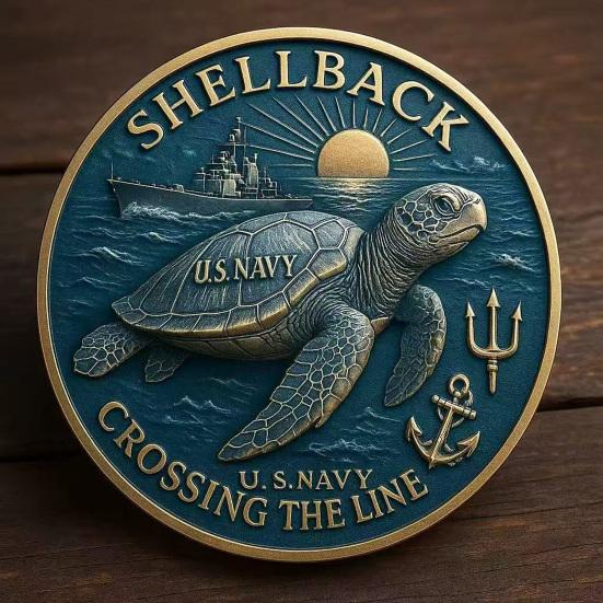 U.S. Navy Shellback Crossing The Line Challenge Coin Navy Souvenir Military Commemorative Coin for Veterans Sailors
