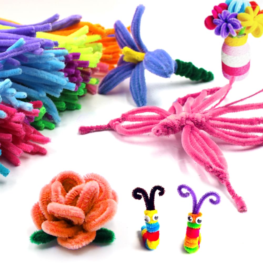 10 Colors Pipe Cleaners, Craft Chenille Stem Fuzzy Sticks, Handmade Gifts, Creative DIY Craft Decoration, Sewing, Wedding, Home Decor - 300 Pieces