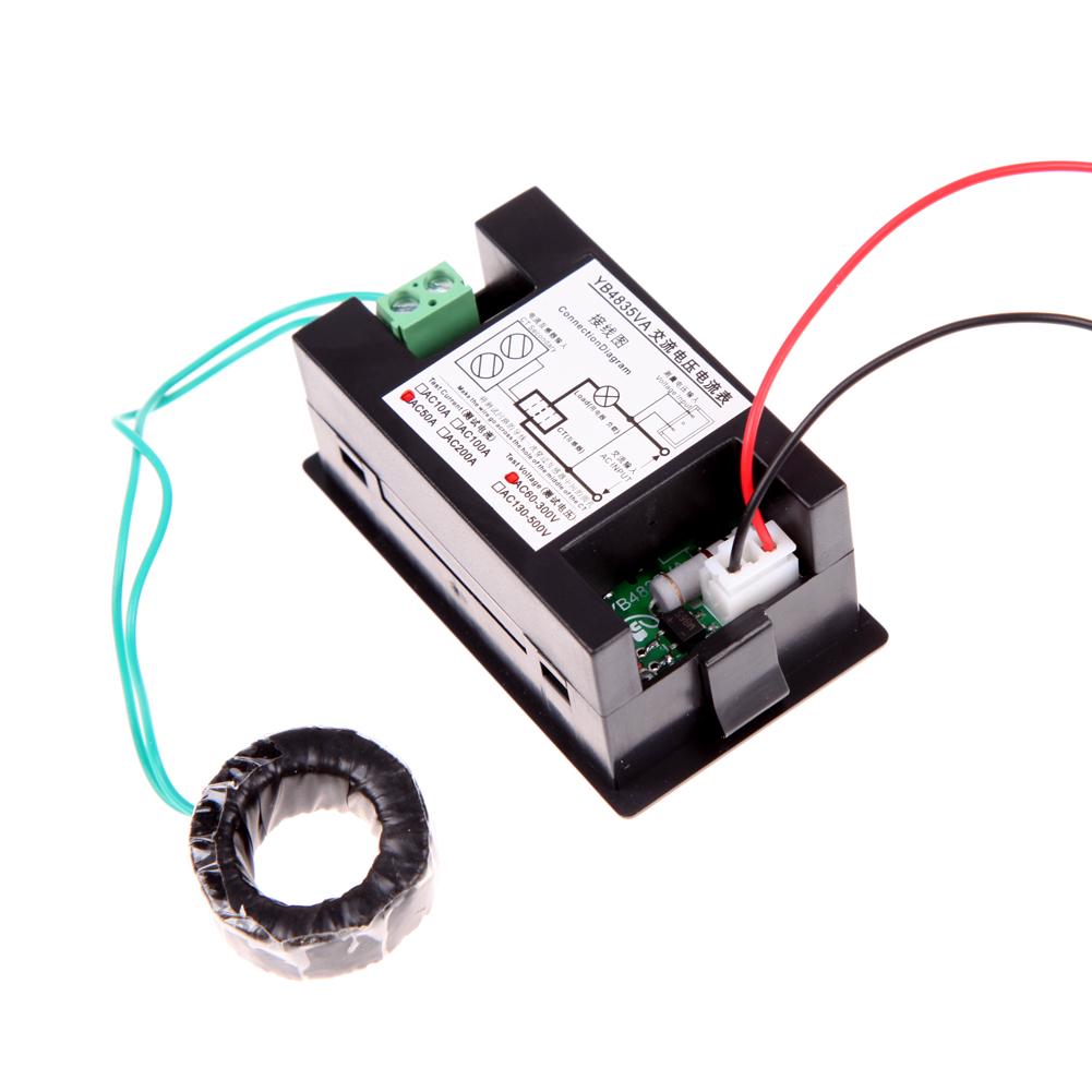Digital Voltmeter Ammeter AC 60-500V 100A Voltage Current Tester Dual LED Display Volt Detector Tester 0.39inch Monitor Panel