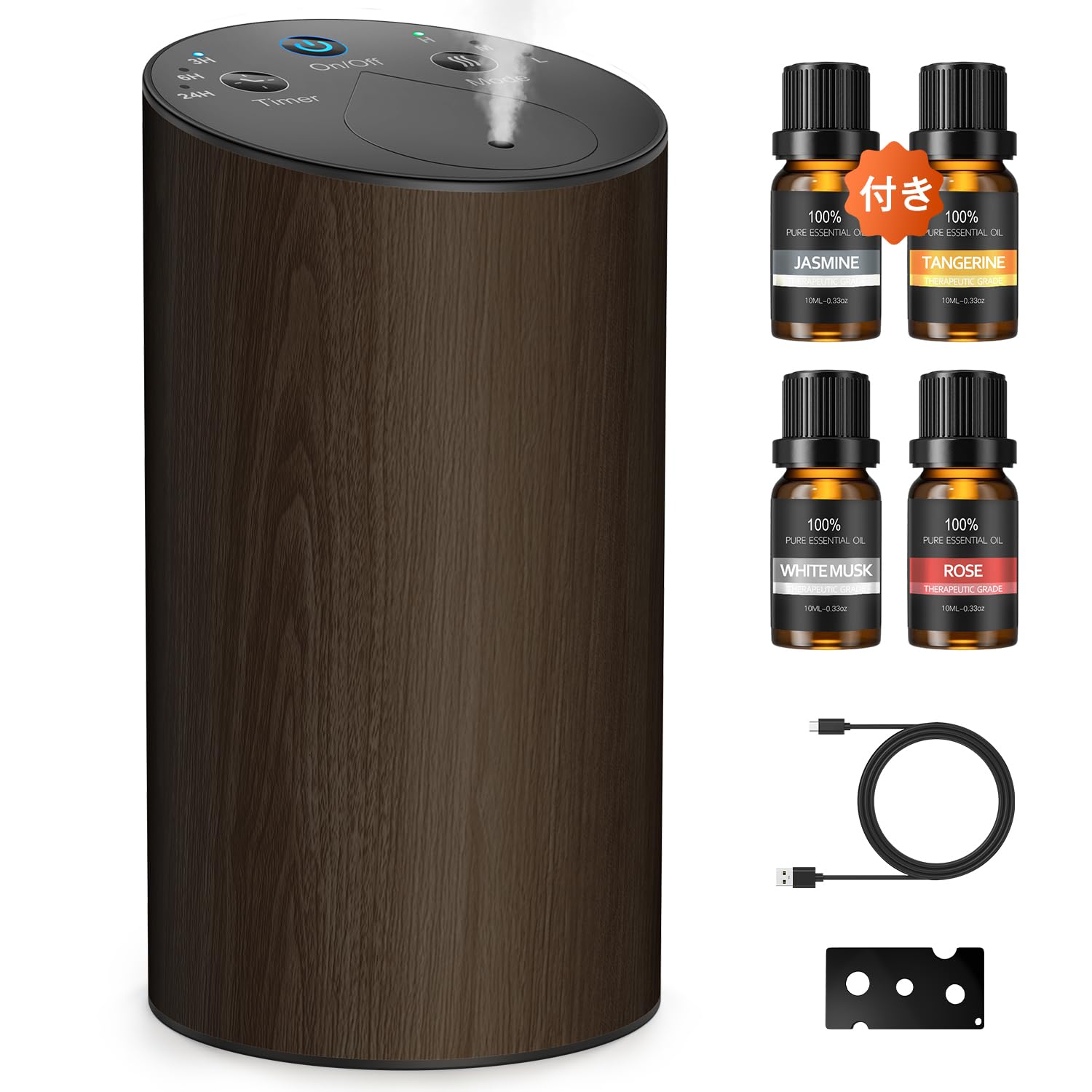 

Ароматизатор для автомобиля Amison, включает 4 эфирных масла, Автомобильный, Технология ультразвукового распыления, 2400 12.3×6.8×6.8