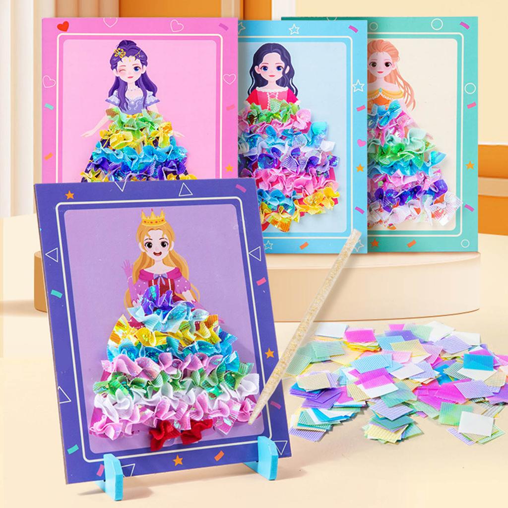 Poking Princess Dress Craft Kit Fine Motor Skill 3D Painting Fine Motor Skill Princess Dress Up Toys
