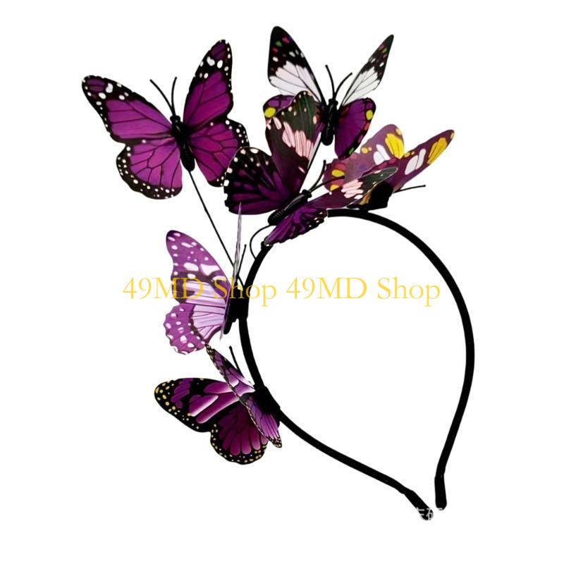 49MD Butterfly Headpiece Fashionable Hairband Fashion Headband for Ladies Girls Halloween Costume Wedding Party