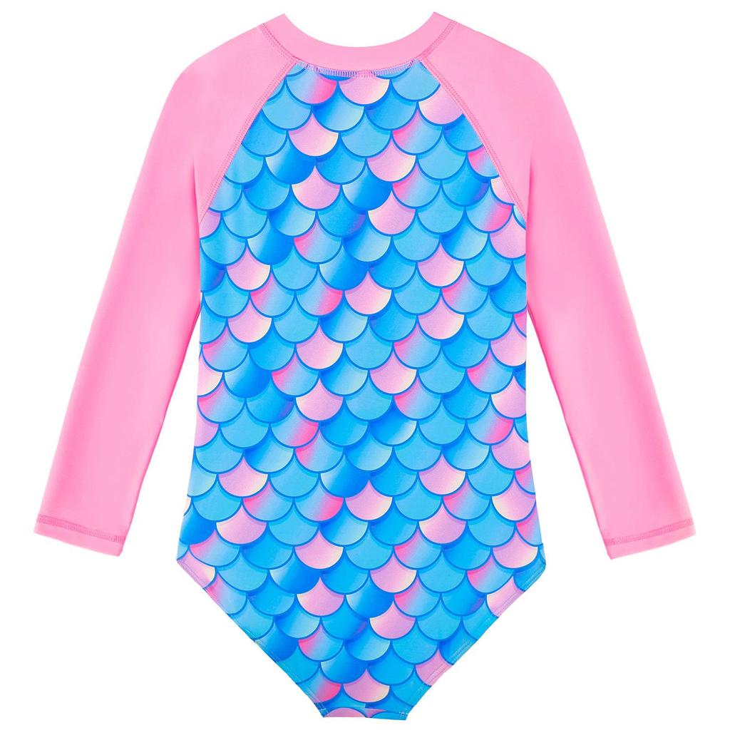 2024 European & American Long Sleeve Mermaid Swimsuit for Girls - Fish Scale Design