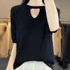 Women Sweaters Pullovers 2025 Summer Short Sleeve O-Neck Black Knitted Sweater Women Tops Pullover JJ175