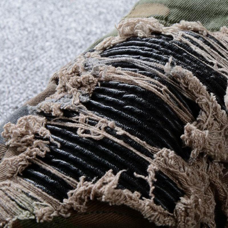 American High Street Herren Camouflage Ripped Slim Fit Denim Jeans