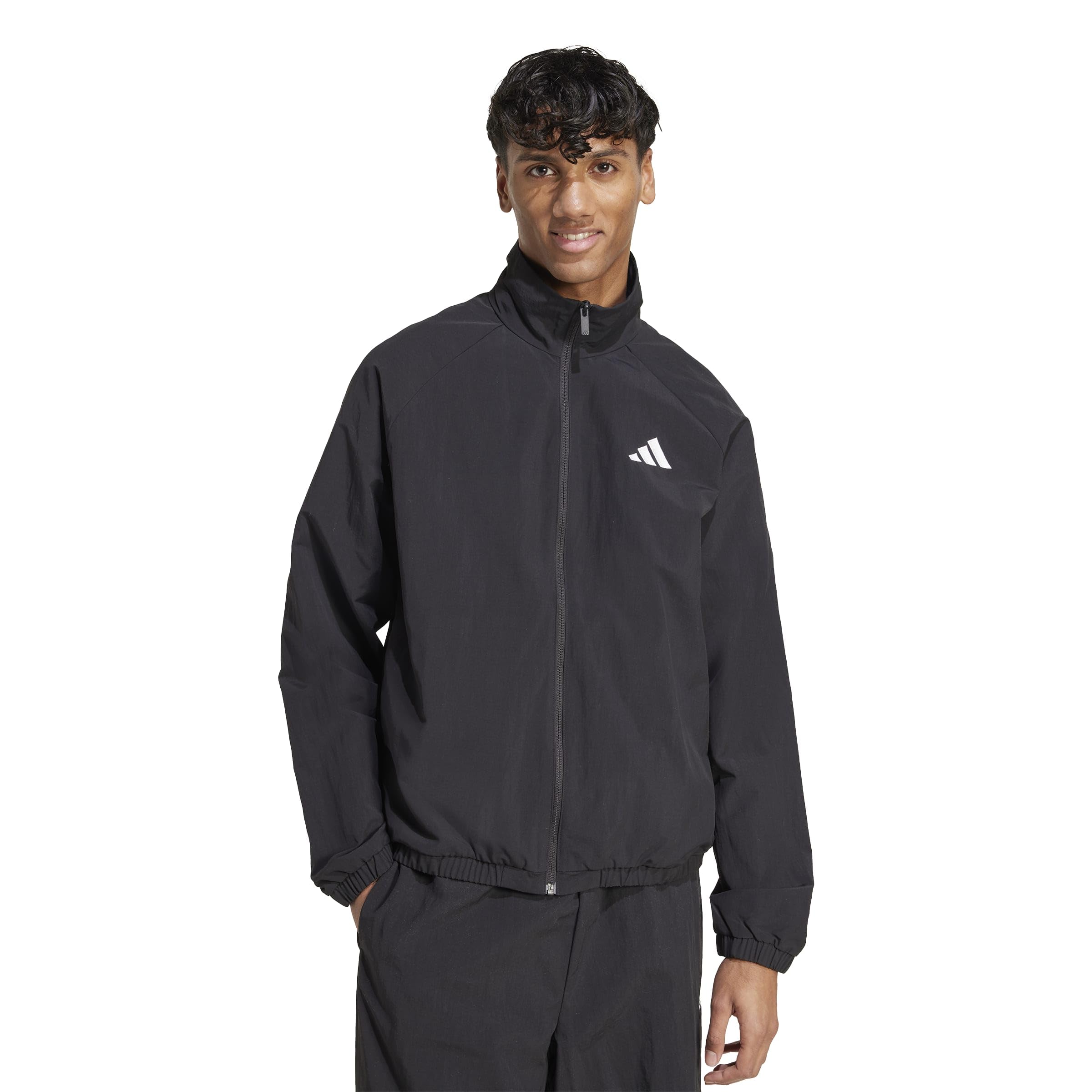 

Мужская ветровка Adidas Essentials Woven Track Top JVI50, черно-белая (JM1772)