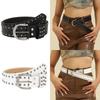 Studded Belt Leather Belt Metal Rivets Belt Pyramids Studs Belt Unisex Fashion Studded Accessory for Jeans Pants